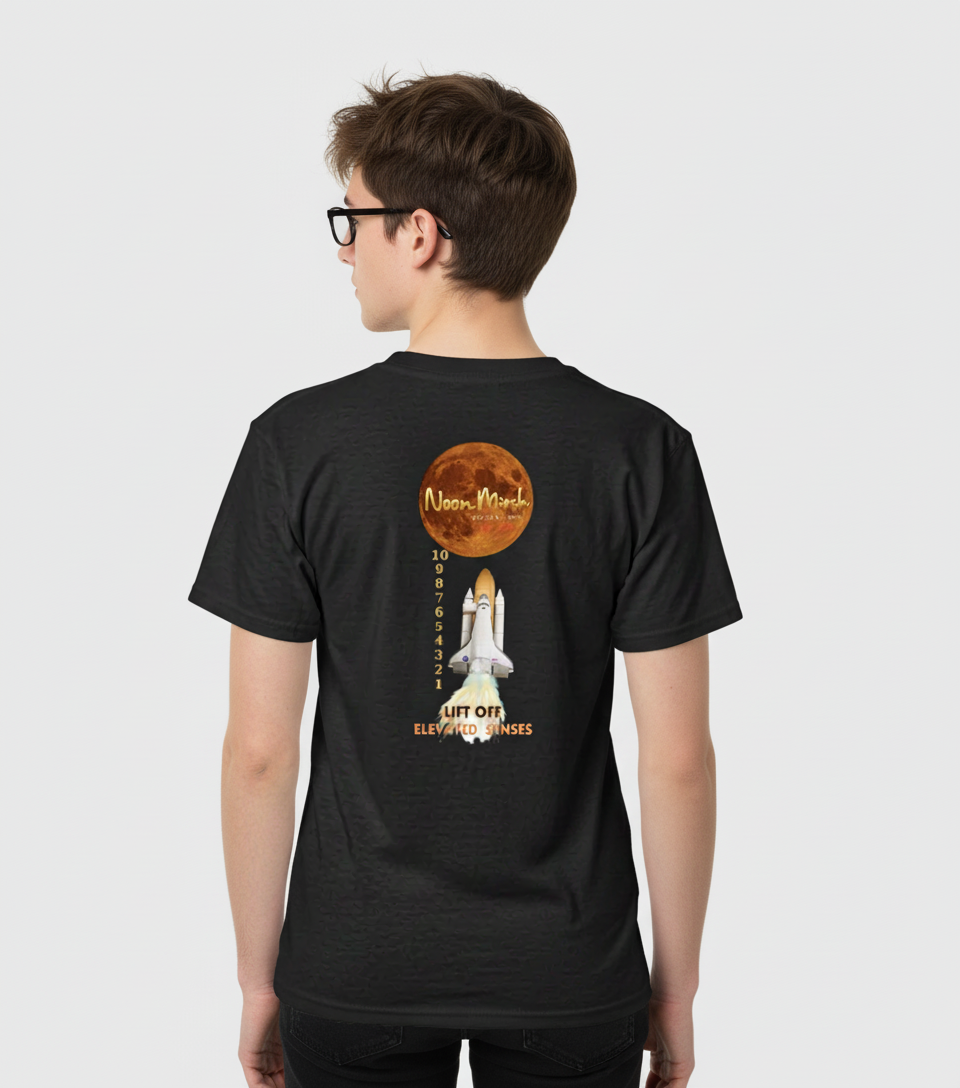 Noon Mirch Black NASA Print Men's Crew Tee