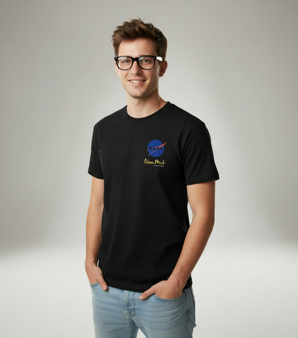 Noon Mirch Black NASA Print Men's Crew Tee