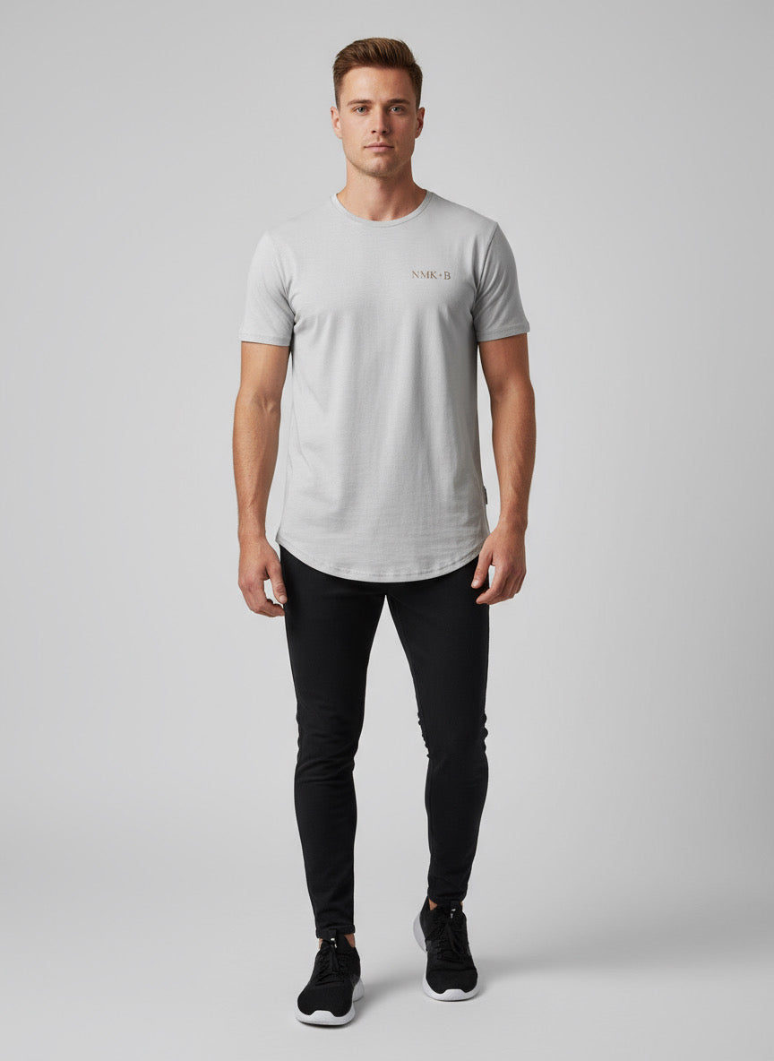 Noon Mirch Grey Scallop Hem Men’s Tee