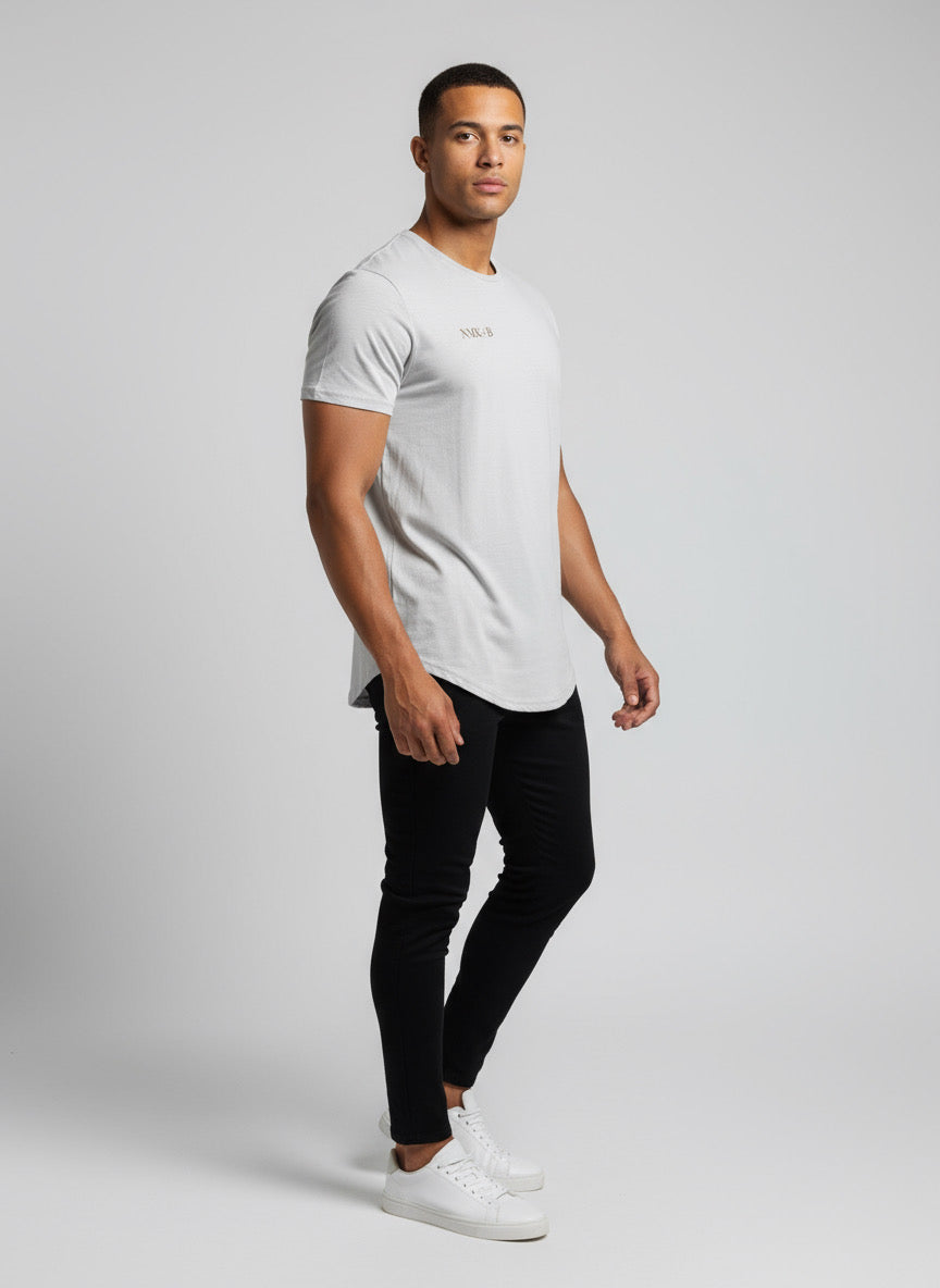 Noon Mirch Grey Scallop Hem Men’s Tee