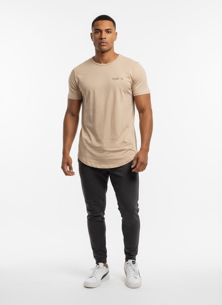 Noon Mirch Beige Scallop Hem Men’s Tee