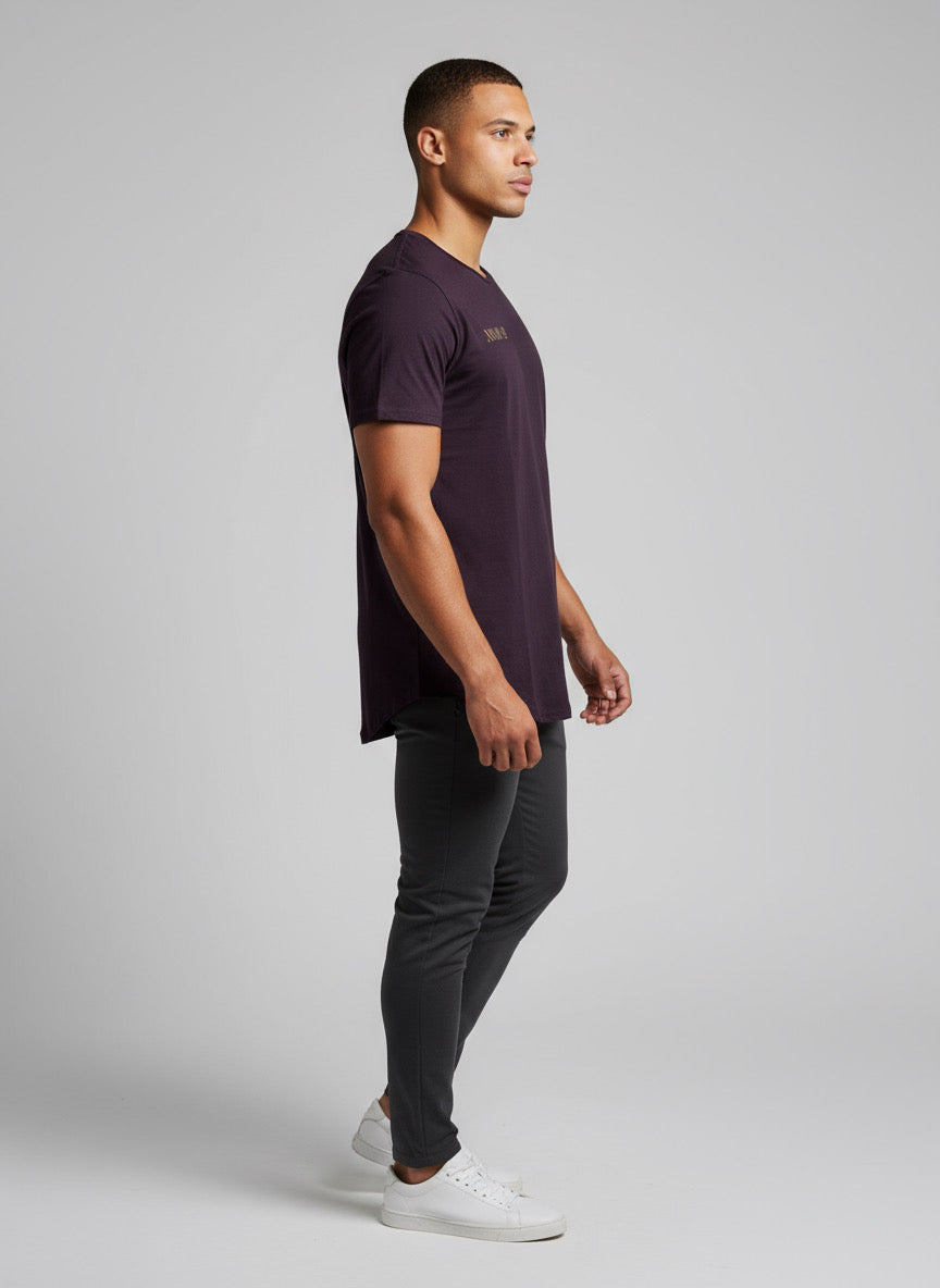 Noon Mirch Maroon Scallop Hem Men’s Tee